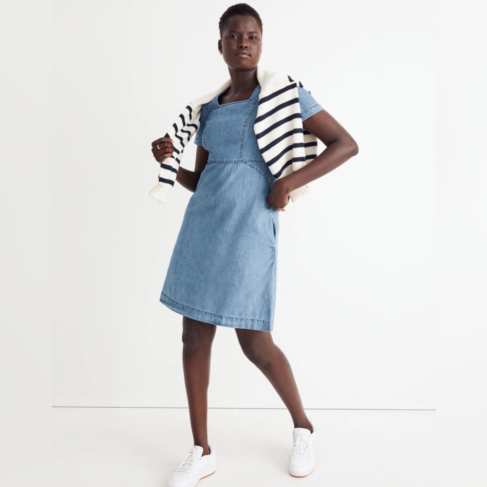 NWT Madewell Denim Flutter-Sleeve Midi Dress in Amberley Wash